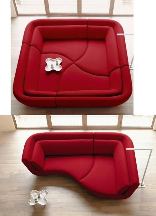 modern sectional square couch red upholstery