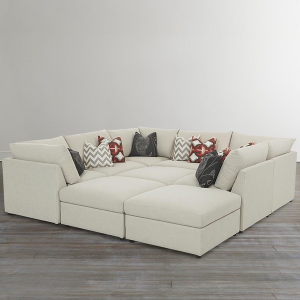 modular pit sofa square couch ideas white upholstery decorative pillows