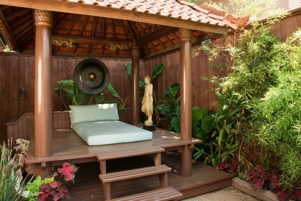 outdoor room for meditation ideas covered platform floor cushion