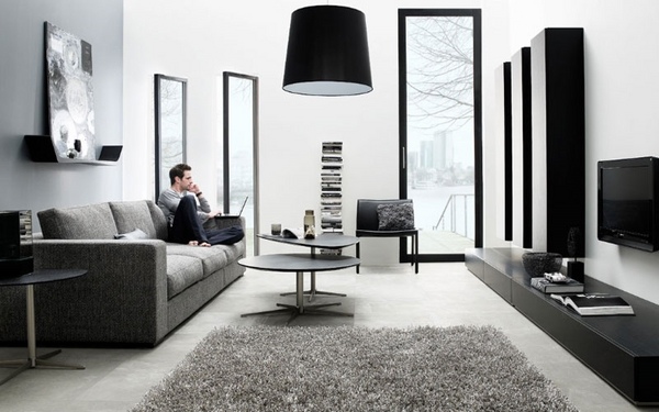 outstanding living room designs gray carpet black media furniture