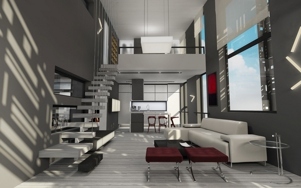 outstanding loft appratment ideas gray interior 