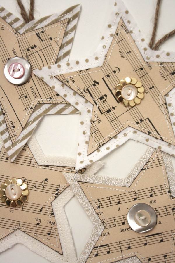 personalized DIY greeting card ideas christmas greeting cards music sheet stars