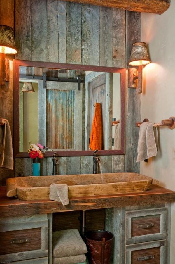rustic bathroom design ideas vintage furniture wall sconces
