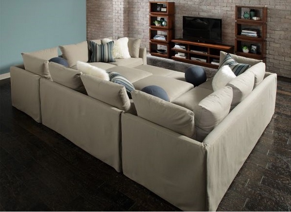 sectional couch design ideas beige upholstery gray decorative pillows