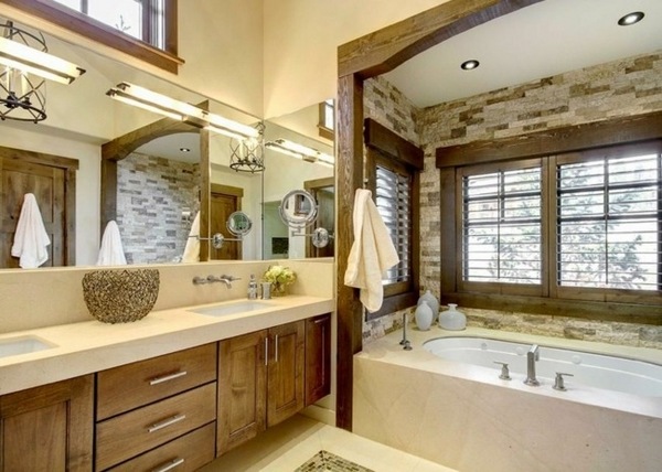 small bathroom desing country style natural stone wall bathroom furniture ideas