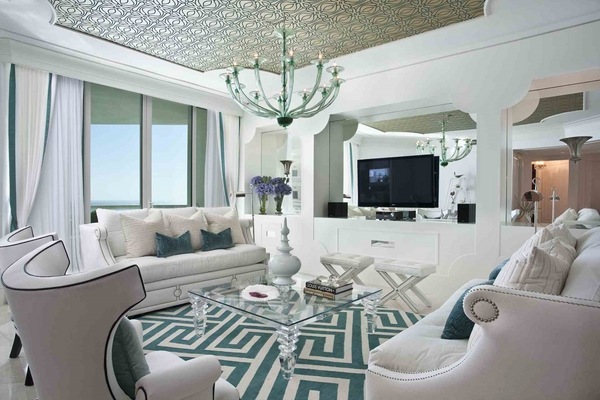  design ideas elegant white furniture geometric pattern carpet