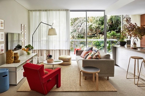  modern sofa red armchair 