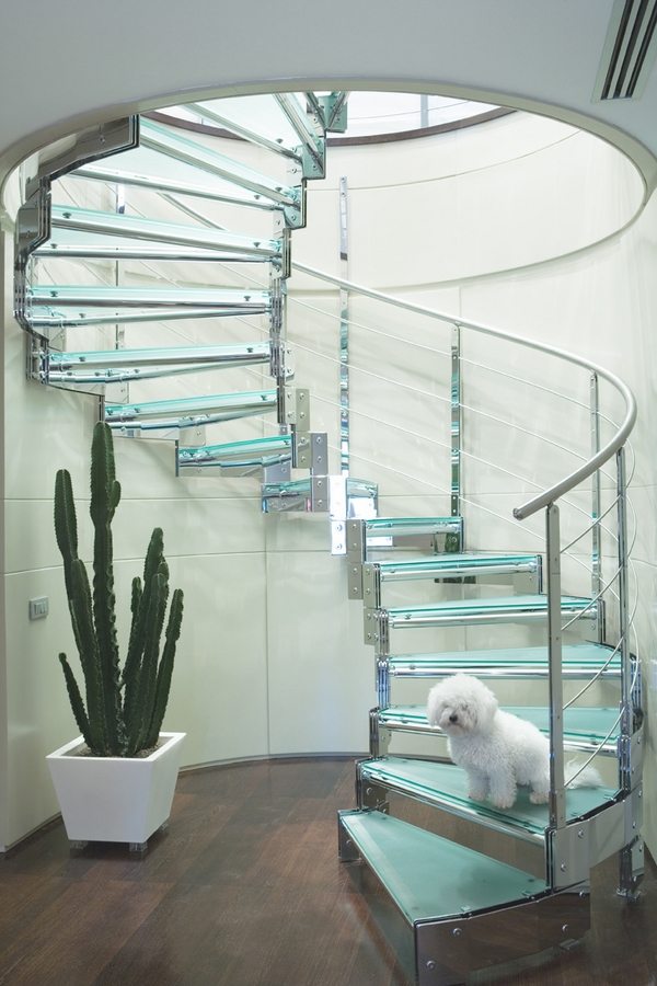 spiral glass staircase ideas glass steel combination