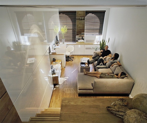 studio apartment ideas functional interior design living room sofa