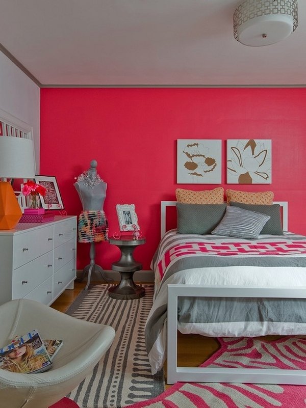 teenage girls bedroom ideas fashion theme interior accent wall white furniture