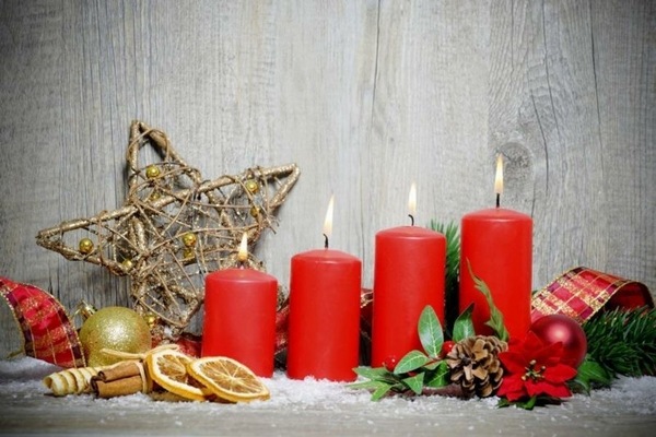 traditional red candles star orange cinnamon stick