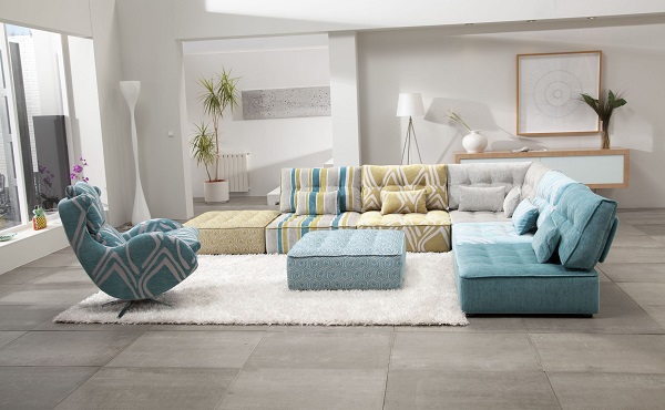 tufted sectional sofa square shapes square ottoman white area rug