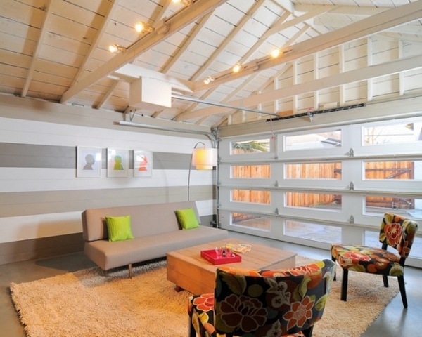 unique-garage-conversion-ideas-living room ideas modern gray sofa 