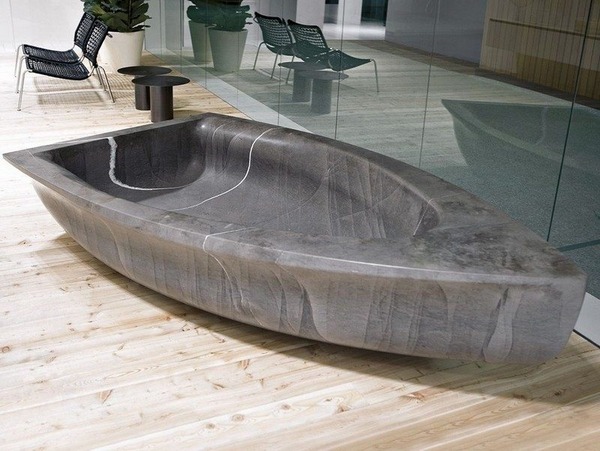freestanding bathtub marble natural stone boat shape