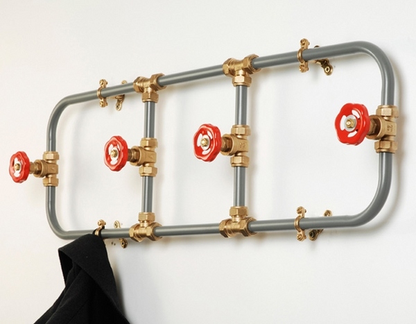 unusual coat racks wall mounted hooks plumbing pipes