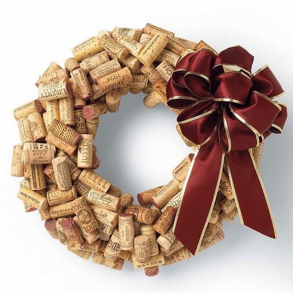 wine cork wreath for christmas easy craft ideas DIY christmas wreath