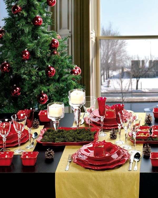 xmas table decorations christmas table decor ideas mini christmas tree red dishes