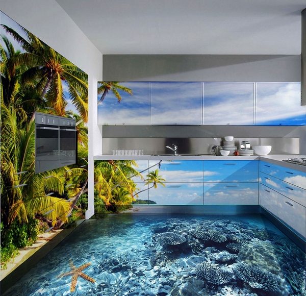 3d flooring kitchen coral reef kitchen decor ideas