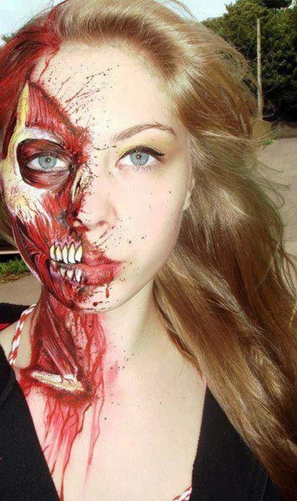 Best-scary Halloween makeup ideas creepy halloween makeup bloody skull Best-scary Halloween-makeup-ideas-creepy-halloween makeup skull blood