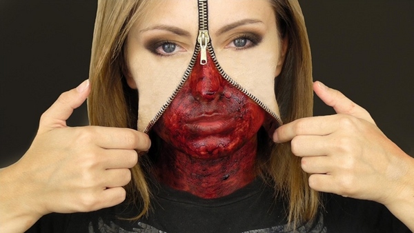 Best scary Halloween makeup ideas zipper face fake blood makeup Best-scary-Halloween-makeup-ideas-zipper face blood