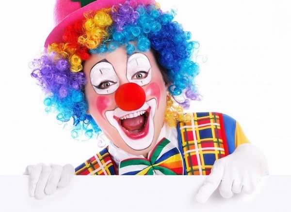 Cute-clown-makeup-ideas-Halloween-makeup-ideas red clown nose colorful wig