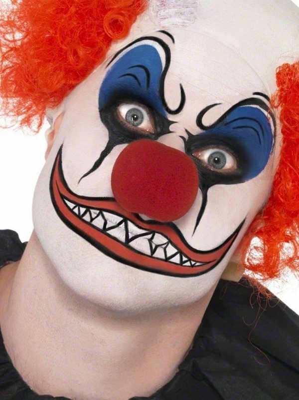 Halloween-clown-makeup-evil-clown-ideas-DIY-makeup red wig