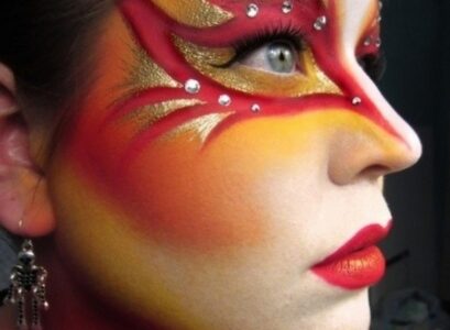 Halloween-makeup-ideas-2015-phoenix-gold-red-make-up-idea