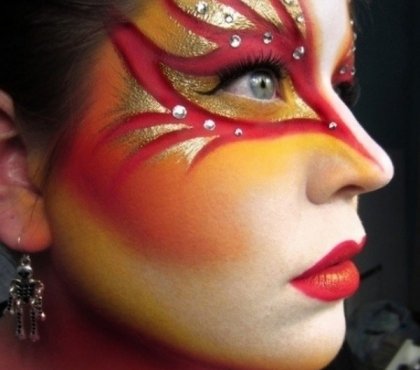 Halloween-makeup-ideas-2015-phoenix-gold-red-make-up-idea