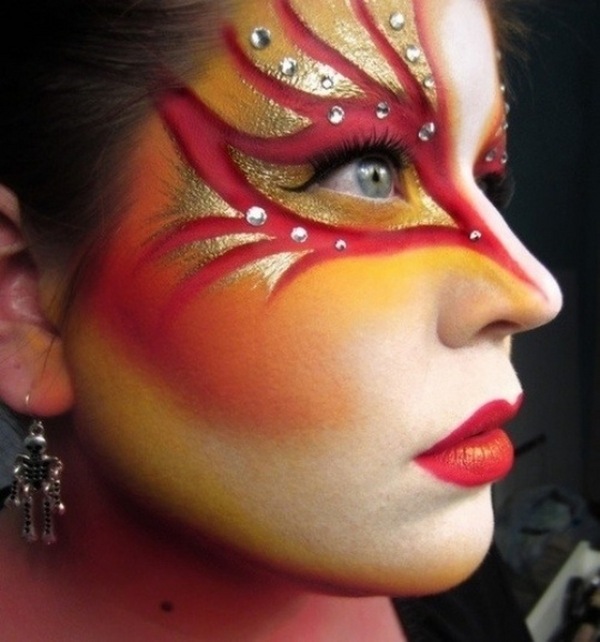 Halloween-makeup-ideas-2015-phoenix gold red make up idea