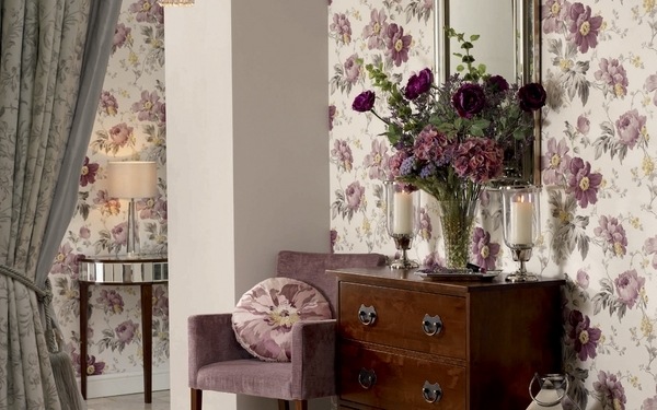 Laura Ashley wallpaper collection elegant design floral pattern shabby chic 