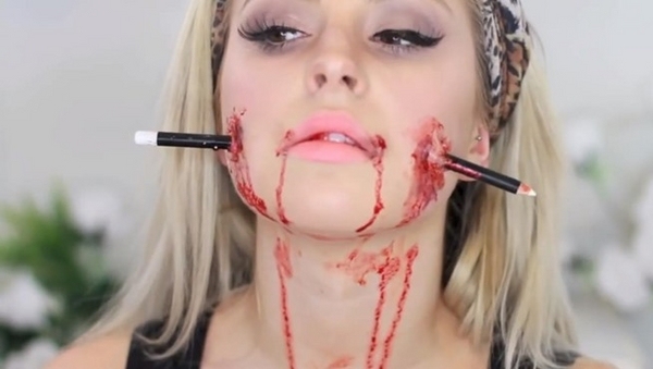Quick Halloween makeup ideas diy bloody pencil Quick Halloween makeup ideas bloody pencil