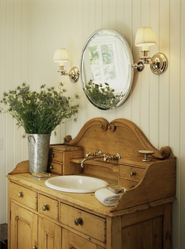 Wooden cabinet ceramic sink traditional bathroom furniture