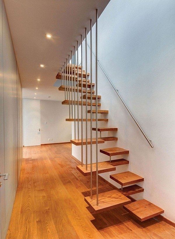 asymmetric contemporary staircase wood