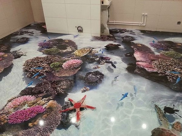 awesome 3d flooring coral reef bathroom decoration 