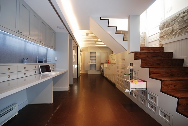 contemporary basement home office design