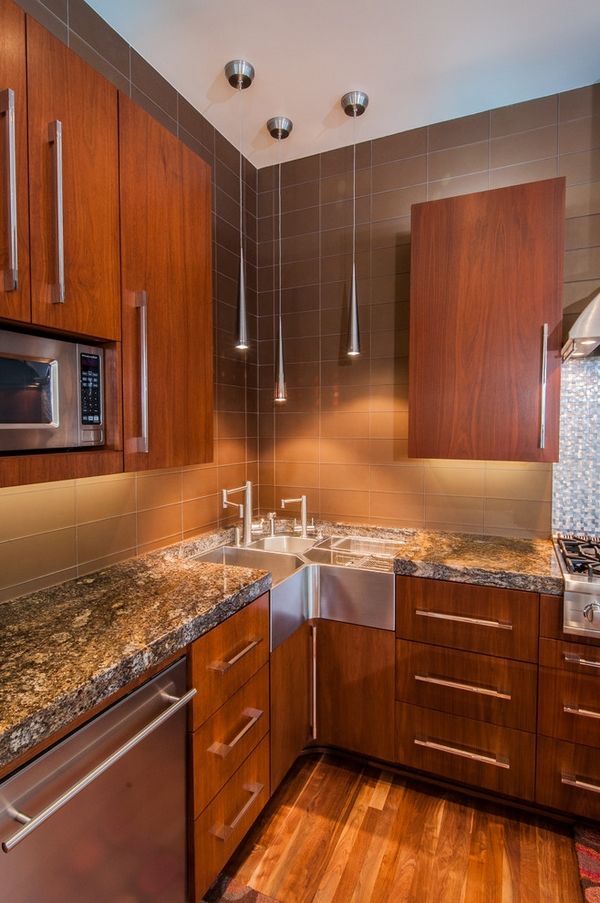 contemporary wood cabinets under cabinet lighting