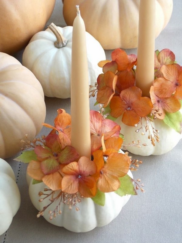 creative DIY fall table candles pumpkin 