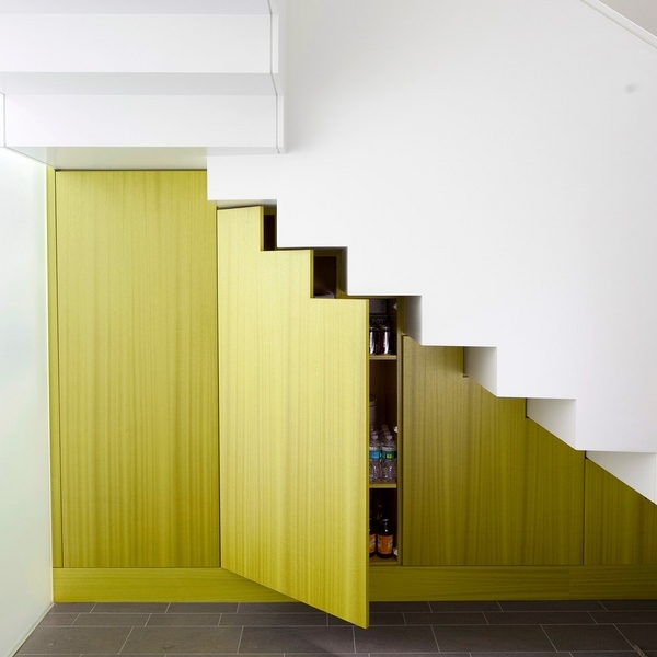 creative under stairs cupboard ideas green wood finish