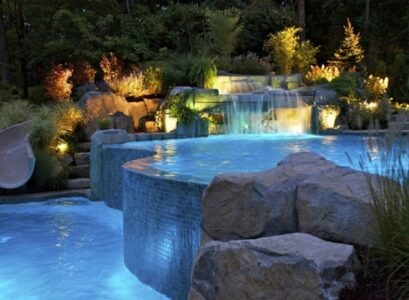 garden-pool-lighting-ideas-led-lighting- waterfall-accents