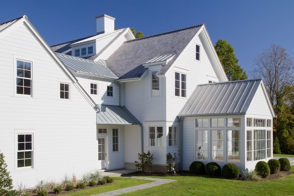 house exterior metal roof shingles light gray color