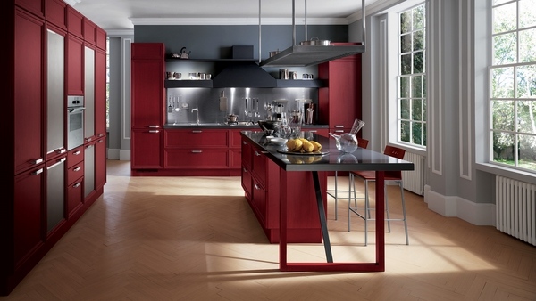 kitchen paint gray wall color red cabinets