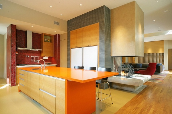 colors ideas contemporary kitchen design bright orange