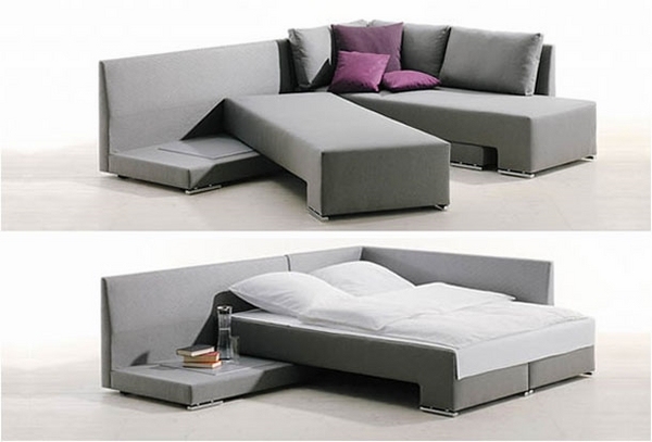 functional modern sleeper bed design gray upholstery