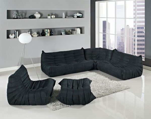 modern black modular sofa 