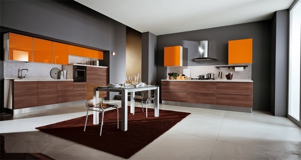 kitchen design ideas paint colors gray wall color orange accents