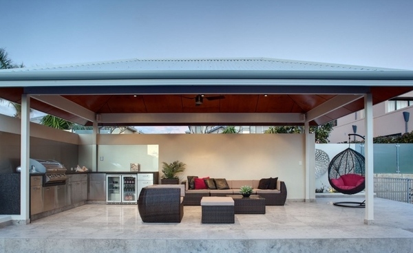 modern patio design travertine flooring outdoor furniture