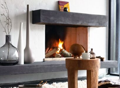 modern-rustic-interior-fireplace-mantelpiece-rug-wooden-stool