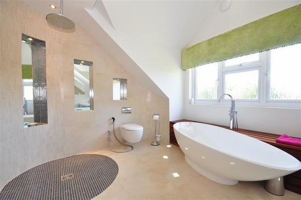modern freestanding bathtub rainshower