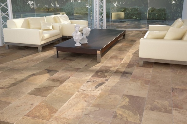 porcelain tile slate look living room flooring ideas modern interior 