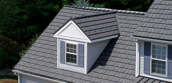 rustic metal shingle gray color house exterior roof design